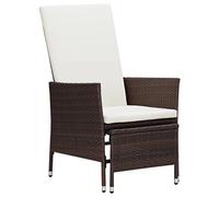 vidaXL Sillón Reclinable de Jardín con Cojines Respaldo Ajustable Reposapiés Silla Asiento Salón Patio Comedor Mueble Ratán Sintético Marrón