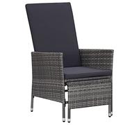 vidaXL Sillón Reclinable de Jardín con Cojines Respaldo Ajustable Reposapiés Silla Asiento Salón Patio Comedor Mueble Ratán Sintético Gris