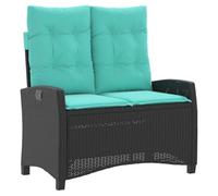 vidaXL Sillón Reclinable de Jardín con Cojines, Silla con Respaldo, Asiento Exterior, Sillón Descanso para Terraza Patio, Ratán Sintético Negro