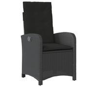 vidaXL Sillón Reclinable de Jardín con Cojines, Silla con Respaldo, Asiento Exterior, Sillón Descanso para Terraza Patio, Ratán Sintético Negro