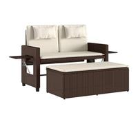 vidaXL Sillón reclinable de jardín con cojines ratán sintético marrón