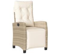 vidaXL Sillón reclinable de jardín con reposapiés ratán PE Beige