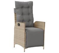 vidaXL Sillón reclinable de jardín con reposapiés ratán PE Beige Mixto