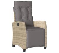 Sillón Reclinable De Jardín Con Reposapiés Ratán Pe Beige Mixto Vidaxl