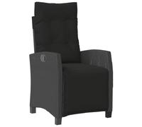 vidaXL Sillón reclinable de jardín con reposapiés ratán PE Negro