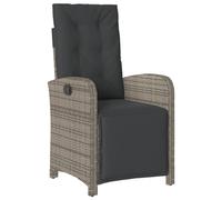 vidaXL Sillón reclinable de jardín con reposapiés y respaldo, ratán sintético Gris