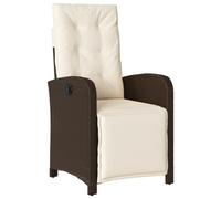 vidaXL Sillón reclinable de jardín con reposapiés ratán PE marrón