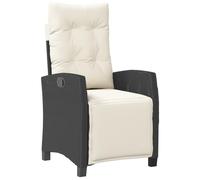 vidaXL Sillón reclinable de jardín con reposapiés ratán PE Negro