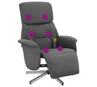 vidaXL Sillón Reclinable de Masaje con Reposapiés, Silla Ajustable con Respaldo, Sillón de Relax Descanso TV, Asiento para Ancianos, Tela Gris Oscuro