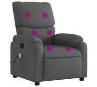 vidaXL Sillón reclinable de Masaje con tapicería Gris Oscuro