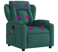 vidaXL Sillón reclinable de Masaje con Tela Verde Oscuro