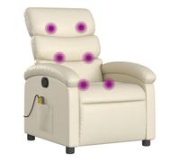 Vidaxl sillón reclinable de masaje cuero sintético crema