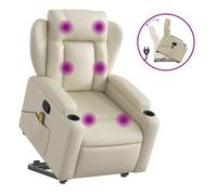 Vidaxl sillón reclinable de masaje de pie cuero artificial color crema