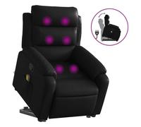 Vidaxl sillón reclinable de masaje de pie cuero artificial negro