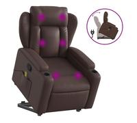 Vidaxl sillón reclinable de masaje de pie de cuero sintético marrón
