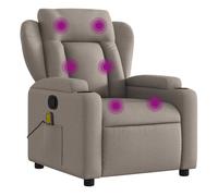 vidaXL Sillón reclinable de Masaje de Tela Color Topo