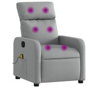 vidaXL Sillón reclinable de Masaje de Tela Gris Claro