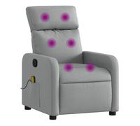 vidaXL Sillón reclinable de masaje – Butaca relax, reposabrazos y asiento ajustable, gris claro