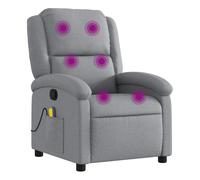 vidaXL Sillón Reclinable de Masaje, Silla con Respaldo Reposabrazos, Sillón de Televisión Relax Descanso, Asiento para Salón Hogar, Tela Gris Claro