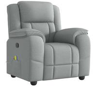 vidaXL Sillón reclinable de Masaje de Tela Gris Claro