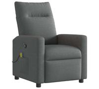 vidaXL Sillón reclinable de masaje de tela gris oscuro