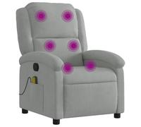 vidaXL Sillón reclinable de Masaje de Terciopelo Gris Claro