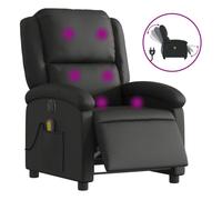 Sillón reclinable de masaje eléctrico cuero auténtico negro