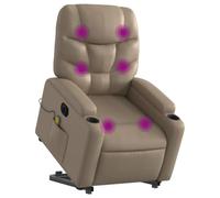vidaXL Sillón Reclinable de Masaje Eléctrico – Asiento ajustable – Cuero sintético Capuchino