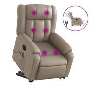 Vidaxl sillón reclinable de masaje eléctrico cuero sintético capuchino