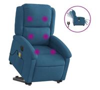 vidaXL Sillón reclinable elevable masaje eléctrico, asiento ajustable, terciopelo azul