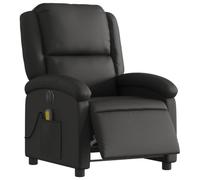 Sillón reclinable de masaje eléctrico cuero auténtico negro