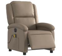 vidaXL Sillón Reclinable de Masaje Eléctrico, Silla con Respaldo Reposabrazos, Sillón de Relax Descanso, Asiento Ajustable, Cuero Sintético Capuchino