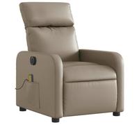vidaXL Sillón Reclinable de Masaje Eléctrico, Silla con Respaldo Reposabrazos, Sillón de Relax Descanso, Asiento Ajustable, Cuero Sintético Capuchino
