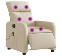 vidaXL Sillón Reclinable de Masaje Eléctrico, Silla con Respaldo Reposabrazos, Sillón de Relax Descanso, Asiento Ajustable, Tela Color Crema