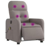 vidaXL Sillón Reclinable de Masaje Eléctrico, Silla con Respaldo Reposabrazos, Sillón de Relax Descanso, Asiento Ajustable, Tela Gris Taupe