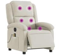vidaXL Sillón Reclinable de Masaje Eléctrico, Silla con Respaldo Reposabrazos, Sillón de Relax Descanso, Asiento Ajustable, Terciopelo Color Crema