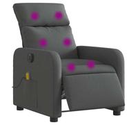 vidaXL Sillón Reclinable de Masaje Eléctrico – Asiento Ajustable Tela Gris Oscuro