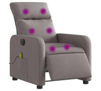 vidaXL Sillón Reclinable de Masaje Eléctrico, Silla con Respaldo Reposabrazos, Sillón de Relax Descanso, Asiento Ajustable, Tela Gris Taupe