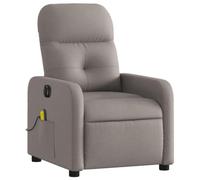 vidaXL Sillón Reclinable de Masaje Eléctrico, Silla con Respaldo Reposabrazos, Sillón de Relax Descanso, Asiento Ajustable, Tela Gris Taupe