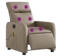 vidaXL Sillón Reclinable de Masaje Eléctrico, Silla con Respaldo Reposabrazos, Sillón de Relax Descanso, Asiento Ajustable, Cuero Sintético Capuchino