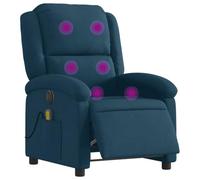 vidaXL Sillón reclinable de masaje eléctrico con asiento ajustable y reposabrazos terciopelo azul