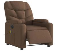 vidaXL Sillón Reclinable de Masaje Eléctrico, Silla con Respaldo Reposabrazos, Sillón de Relax Descanso, Asiento Ajustable, Tela Marrón