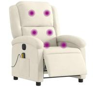 vidaXL Sillón Reclinable de Masaje Eléctrico, Silla con Respaldo Reposabrazos, Sillón de Relax Descanso, Asiento Ajustable, Terciopelo Color Crema