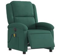 vidaXL Sillón Reclinable de Masaje Eléctrico, Silla con Respaldo Reposabrazos, Sillón de Relax Descanso, Asiento Ajustable, Terciopelo Verde Oscuro