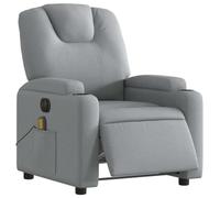 vidaXL Sillón Reclinable de Masaje Eléctrico, Silla con Respaldo Reposabrazos, Sillón de Relax Descanso, Asiento Ajustable, Tela Gris Claro