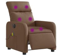 vidaXL Sillón Reclinable de Masaje Eléctrico, Silla con Respaldo Reposabrazos, Sillón de Relax Descanso, Asiento Ajustable, Tela Marrón