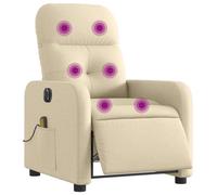 vidaXL Sillón Reclinable de Masaje Eléctrico, Silla con Respaldo Reposabrazos, Sillón de Relax Descanso, Asiento Ajustable, Tela Color Crema