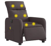 vidaXL Sillón Reclinable de Masaje Eléctrico, Silla con Respaldo Reposabrazos, Sillón de Relax Descanso, Asiento Ajustable, Tela Marrón Oscuro