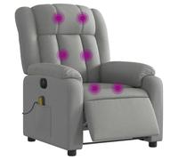 vidaXL Sillón reclinable de masaje eléctrico, orejero ajustable, para personas mayores, gris claro