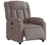 vidaXL Sillón Reclinable de Masaje Eléctrico, Silla con Respaldo, Sillón Orejero Ajustable, Asiento para Personas Mayores, Tela Gris Taupe